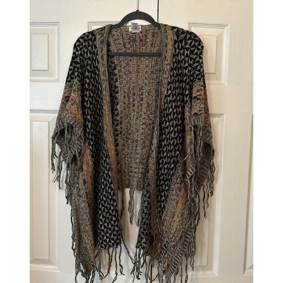 Contempo Casuals Sweaters - Vintage Contempo Casuals Cardigan Boho Western Shawl with Fringe One Size Y2K